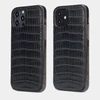 Накладка для iPhone 12/12Pro из кожи крокодила, черного цвета