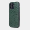 Чехол-накладка для iPhone 14 Pro из кожи страуса зеленого цвета