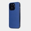 Чехол-накладка для iPhone 15 Pro из кожи теленка Safiano синего цвета