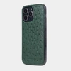 Накладка для iPhone 15 Pro Max из кожи страуса, зеленого цвета