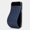 Чехол для iPhone 15 Pro из кожи страуса, синего цвета
