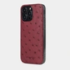 Чехол-накладка для iPhone 15 Pro из кожи страуса цвета фуксии