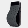Чехол для iPhone 15 Pro из кожи страуса, серого цвета