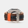 Ремешок для Apple Watch Ultra 49mm из кожи теленка черного цвета Safiano с оранжевой строчкой