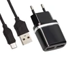 Зарядка USBх2 / 5V 2,4A + кабель MicroUSB черный Samsung Galaxy J1 (SM-J100FN)