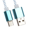 USB кабель "LP" USB Type-C витая пара с металлическими разъемами 1м. (белый с голубым/европакет)