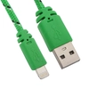 USB кабель "LP" для Apple iPhone/iPad Lightning 8-pin в оплетке (зеленый/черный/европакет)