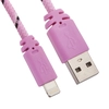USB кабель "LP" для Apple iPhone/iPad Lightning 8-pin в оплетке (розовый/черный/европакет)