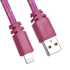 USB кабель "LP" для Apple Lightning 8 pin плоская оплетка (темно-розовый/европакет)