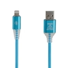 USB кабель "LP" для Apple Lightning 8-pin "Змея" LED TPE (синий/блистер)