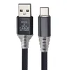 USB кабель "LP" Type-C "Змея" LED TPE (черный/блистер)