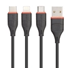 USB кабель BOROFONE BX17 Enjoy Lightning 8-pin/MicroUSB/Type-C, 2.4A, 3в1, 1м, PVC (черный)