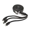 USB кабель HOCO U50 Lightning 8-pin/MicroUSB/Type-C, рулетка, 3в1, 1м, TPE (черный)