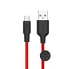 USB кабель HOCO X21 Plus Silicone MicroUSB, 2.4А, 0.25м, силикон (красный/черный)