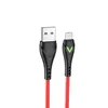 USB кабель BOROFONE BX65 Bright MicroUSB, 1м, 2.4A, TPE, LED (красный)