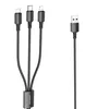 USB кабель BOROFONE BX72 3в1 Lightning 8-pin/MicroUSB/Type-C, 2.4A, 1м, нейлон (черный)