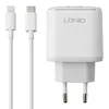СЗУ "LDNIO" 2xUSB-C PD35W + USB-C MFi кабель Apple Lightning 8-pin A2528M TC-6G (белый)