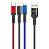 USB кабель AWEI CL-971 Lightning 8-pin/MicroUSB/Type-C, 2.4А, 3в1, 1.2м, нейлон (черный)