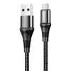 USB кабель HOCO X50 Excellent MicroUSB, 2.4А, 1м, нейлон (черный)