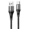 USB кабель HOCO X50 Excellent Type-C, 3А, 1м, нейлон (черный)