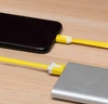 USB кабель "LP" для Apple iPhone/iPad Lightning 8-pin плоский узкий (желтый/коробка)