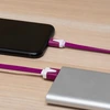 USB кабель "LP" для Apple iPhone/iPad Lightning 8-pin плоский узкий (сиреневый/коробка)
