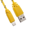 USB кабель "LP" для Apple iPhone/iPad Lightning 8-pin в оплетке (желтый/коробка)