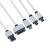 USB кабель "LP" 4 в 1 для подзарядки для Apple Lightning 8-pin/30 pin/MicroUSB/MiniUSB плоский (белый/синий)