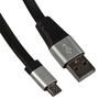 USB кабель "LP" Micro USB плоский, металлические разъемы, 1м. (черный/коробка)