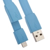 USB кабель "LP" для Apple iPhone/iPad Lightning 8-pin плоский "браслет" (голубой/европакет)