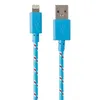 USB кабель "LP" для Apple iPhone/iPad Lightning 8-pin в оплетке (голубой/черный/европакет)