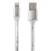 USB Дата-кабель "High Speed Fashion Cable" Apple Lightning 8-pin плоский в оплетке 1 м. (серебряный)