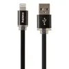 USB Дата-кабель "РЕМАКС" Apple Lightning 8-pin плоский с золотым коннектором 1 м. (черный)