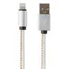 USB Дата-кабель для Apple Lightning 8-pin в кожаной оплетке (белый/коробка)