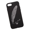 Силиконовая крышка "LP" для iPhone 8/7 (черная/серебряное перо/европакет)