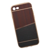 Силиконовая крышка "LP" для iPhone 8/7 (коричневая и темно-серая кожа/золотая рамка/европакет)