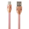 USB Дата-кабель "РЕМАКС" Laser Data Cable RC-035i USB Type C 1 метр плоский пластиковые разьемы (розовое золото)