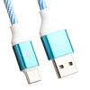 USB кабель "LP" USB Type-C "Волны" (голубой/белый/европакет)