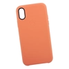Защитная крышка для iPhone X/Xs кожа (оранжевая/коробка)