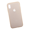 Защитная крышка для iPhone X/Xs с металлическим яблоком (золотая/европакет)