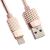 USB кабель "LP" для Apple Lightning 8-pin металлический "Гламурный Ананас" (розовый/коробка)