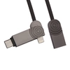 USB кабель WK Wave WDC-015th Lightning 8-pin/MicroUSB/Type-C, 1м, нейлон (черный)