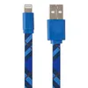 USB Дата-кабель для Apple Lightning 8-pin плоский Burberry 1 метр (синий)