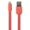 USB Дата-кабель для Apple Lightning 8 pin плоский LV 1 метр (розовый)