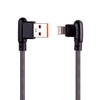 USB кабель "LP" для Apple Lightning 8-pin Г-коннектор оплетка леска (черный/блистер)