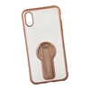 Защитная крышка "Meephone" для iPhone X/Xs  прозрачная с держателем-подставкой (золотая рамка)