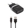 СЗУ HOCO C12 Smart 2xUSB, 2.4А + USB кабель Lightning 8-pin, 1м (черный)
