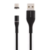 USB кабель BOROFONE BU16 Skill Type-C магнитный, 1.2м, 3A, нейлон, LED (черный)
