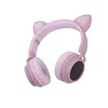 Bluetooth гарнитура HOCO W27 Cat Ear BT5.0, 3.5 мм, microSD, накладная, подсветка "ушек", громкость +/- (розовый)