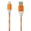 USB кабель "LP" Micro USB оплетка и металлические разъемы 1м. (оранжевый/европакет)